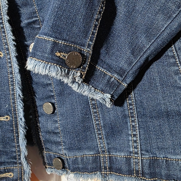 APNY Vintage Womens Distressed Frayed Blue Denim Jacket Sz XL - Picture 5 of 8